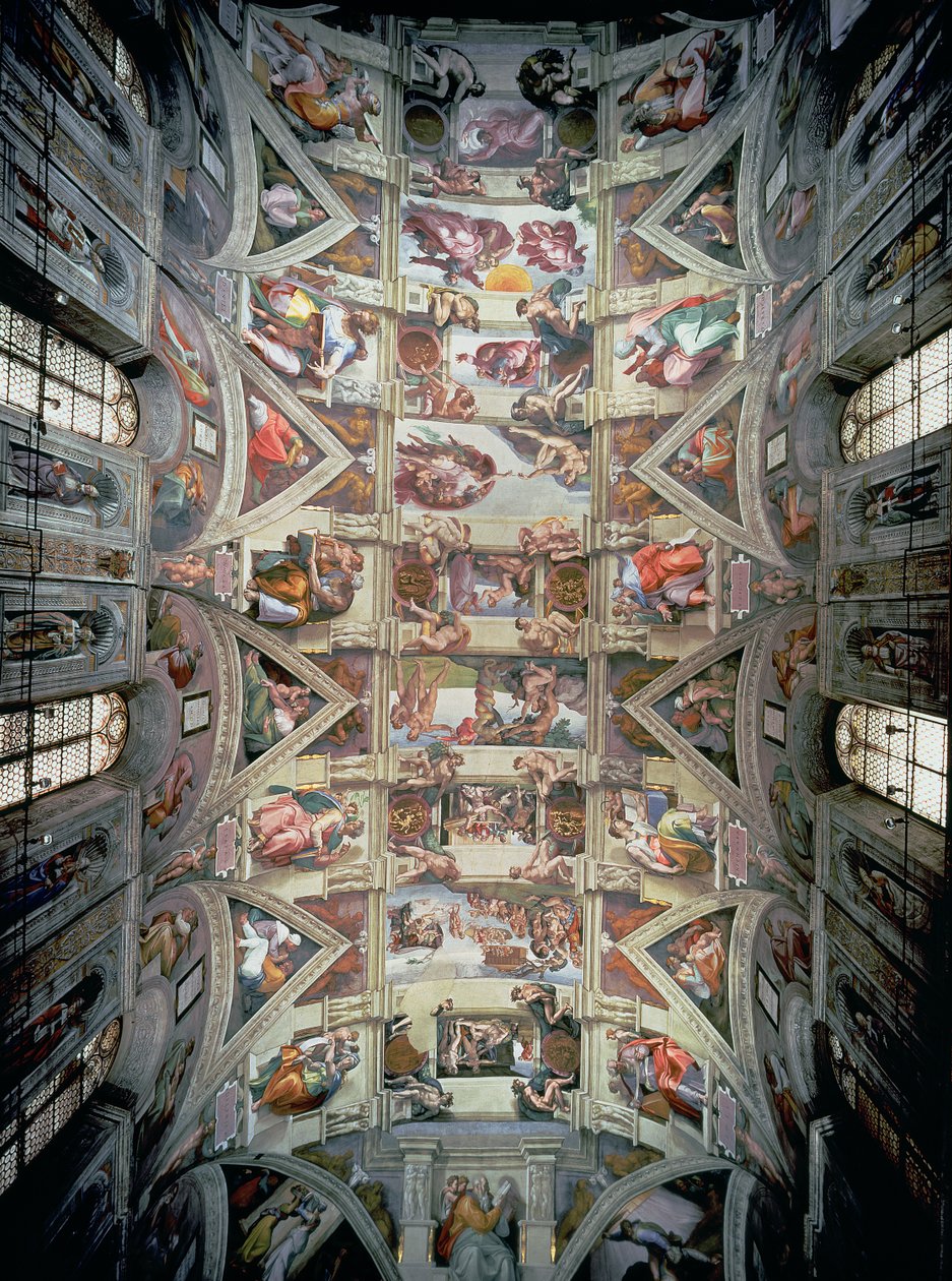 Sixtinische Kapellendecke, 1508-12 (nach der Restaurierung) von Michelangelo Buonarroti