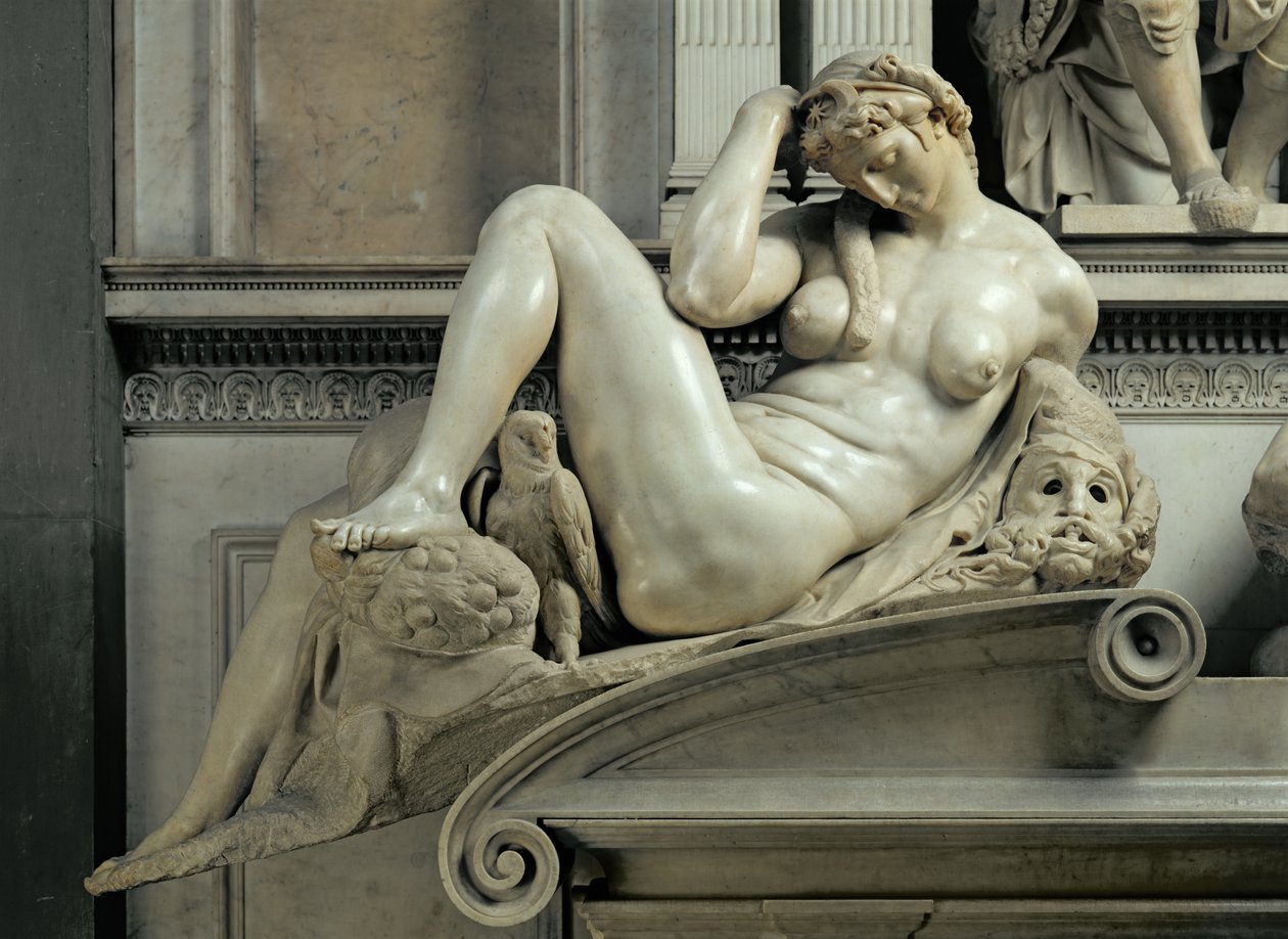 Grab von Giuliano de Medici (Detail der Nacht) von Michelangelo Buonarroti