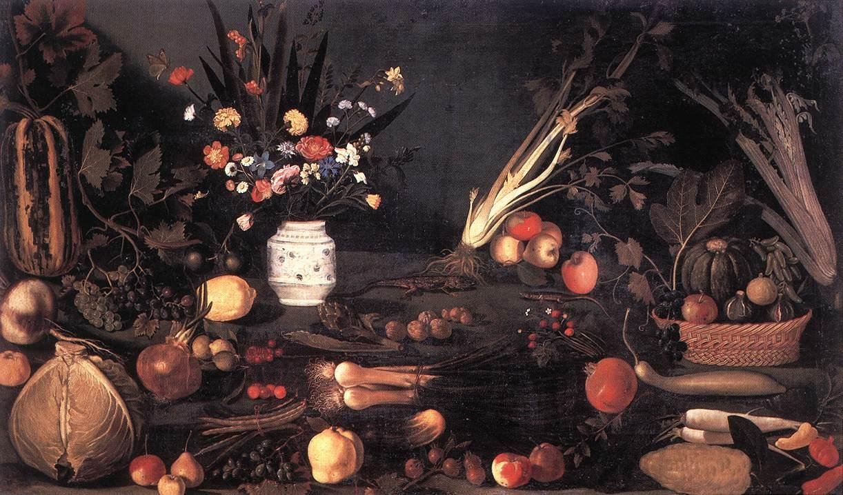 Stillleben mit Blumen und Früchten von Michelangelo Merisi Caravaggio