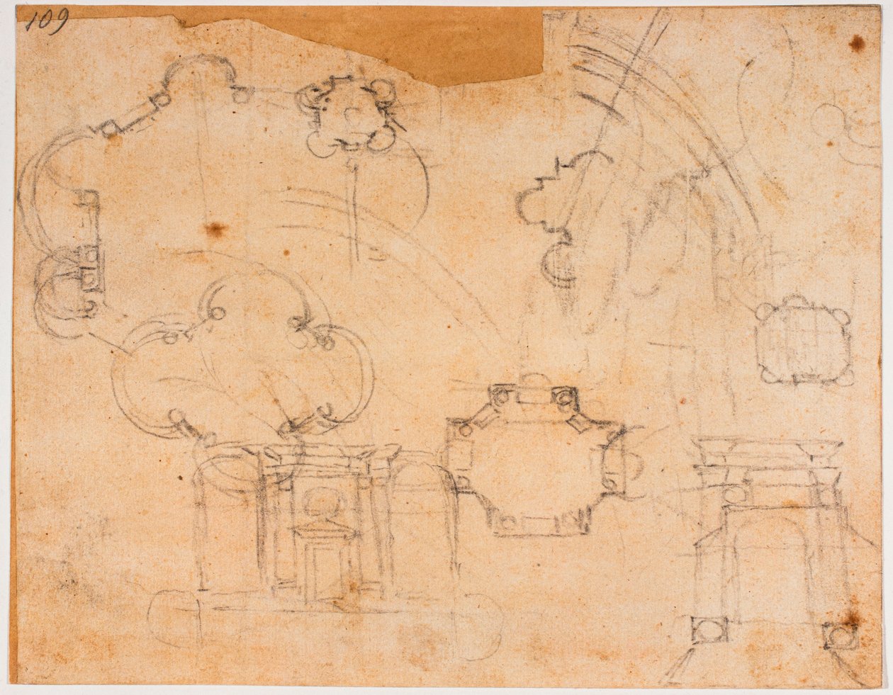Baupläne, Ansichten und Kuppelskizzen für die Sforza-Kapelle von Michelangelo Buonarroti
