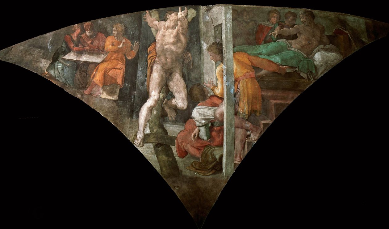 Bestrafung Hamans (Sixtinische Kapelle) von Michelangelo Buonarroti