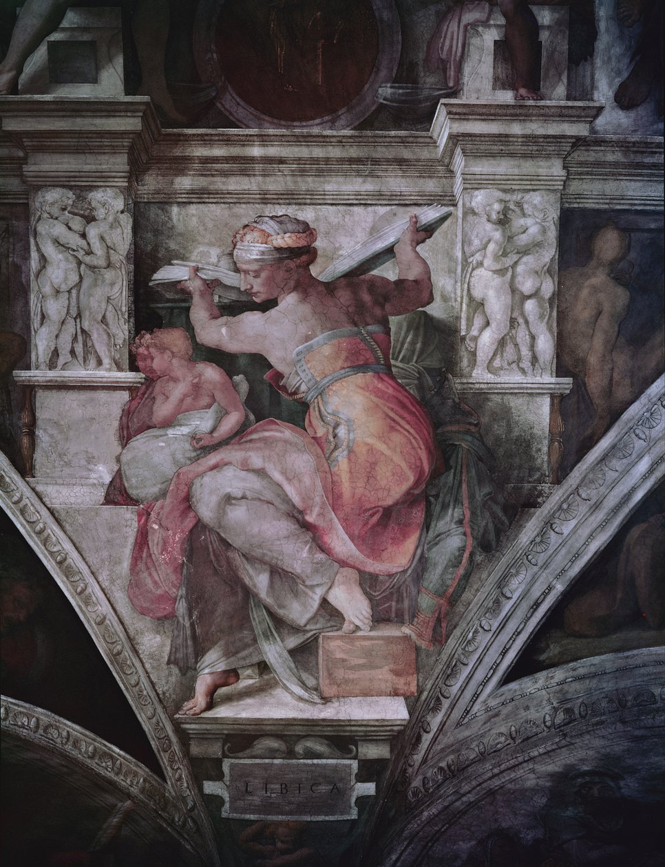 Sixtinische Kapelle: Libysche Sibylle (vor der Restaurierung) von Michelangelo Buonarroti