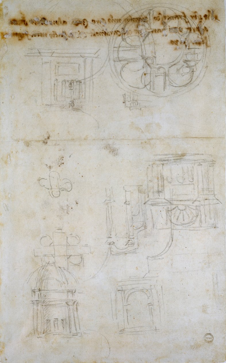 Skizze mit Studien für St. Peter, ca. 1490-1560 von Michelangelo Buonarroti