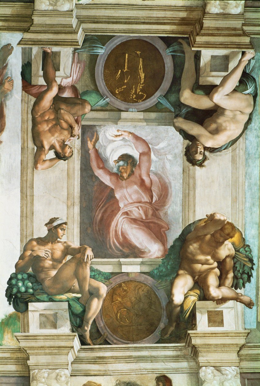 Die Sixtinische Kapelle; Deckenfresken nach der Restaurierung von Michelangelo Buonarroti