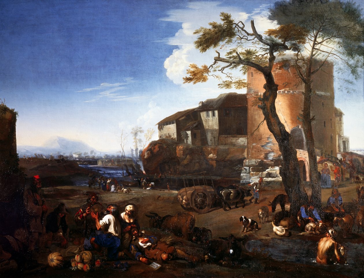 Dorffest, von Michelangelo Cerquozzi, bekannt als Michelangelo delle Battaglie (1602-1660) von Michelangelo Cerquozzi