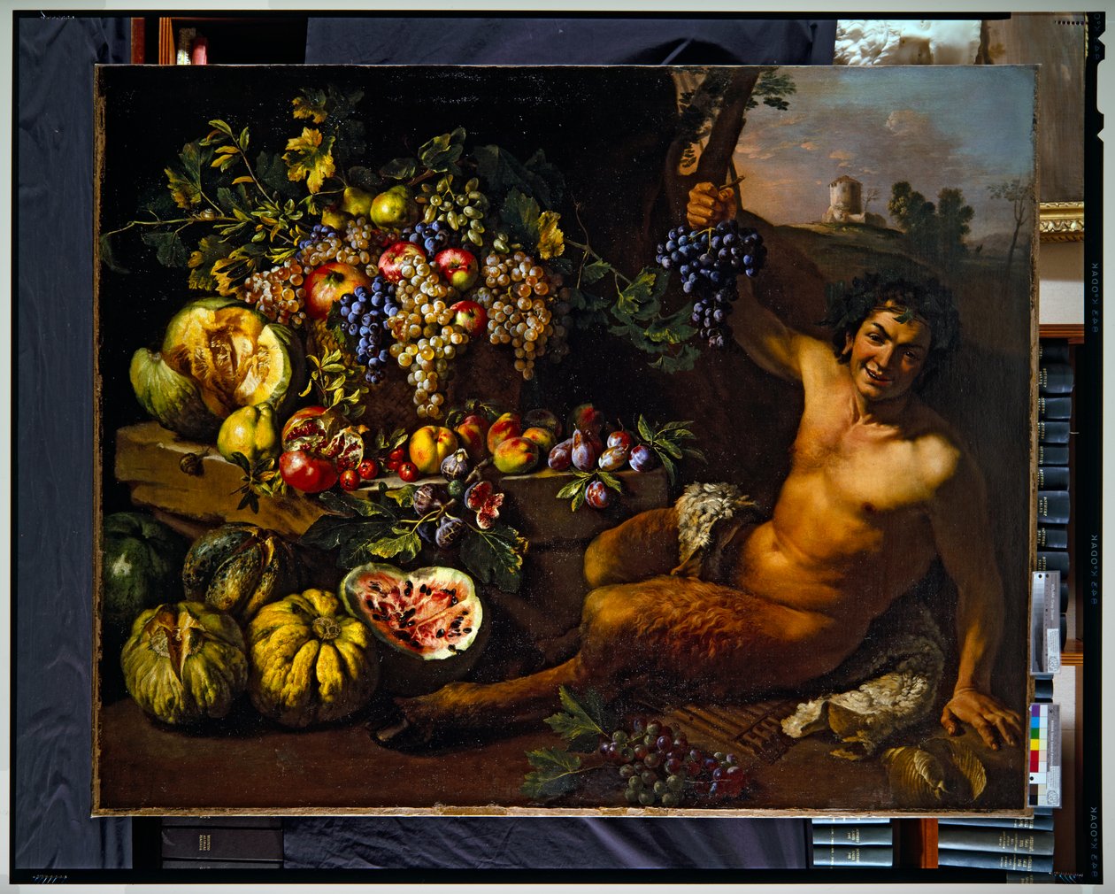 Stillleben mit einem Satyr in einer Landschaft von Michelangelo Cerquozzi