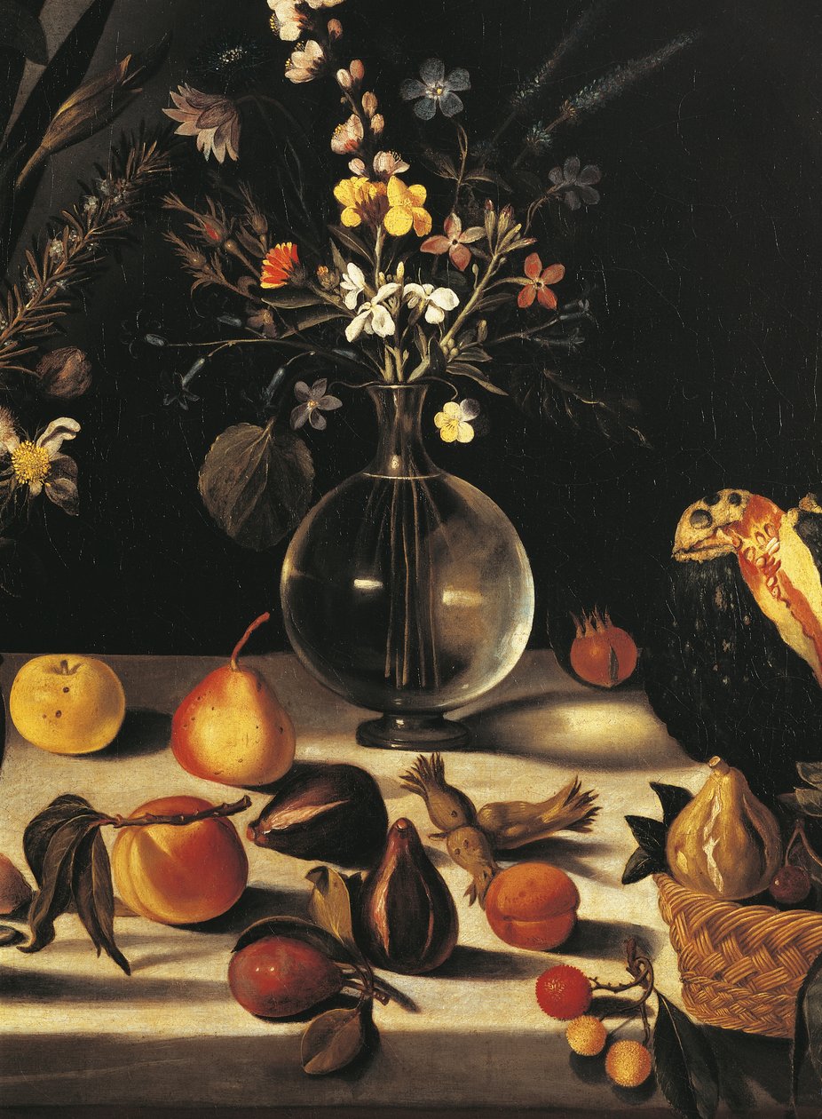 Stillleben mit Blumen und Früchten (Detail) von Michelangelo Merisi da Caravaggio