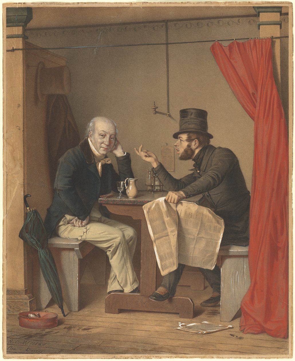 Politik in einem Austernhaus von Michele Fanoli, after Richard Caton Woodville