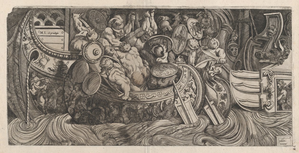 Speculum Romanae Magnificentiae: Seeschlacht, 16. Jahrhundert von Michele Lucchese