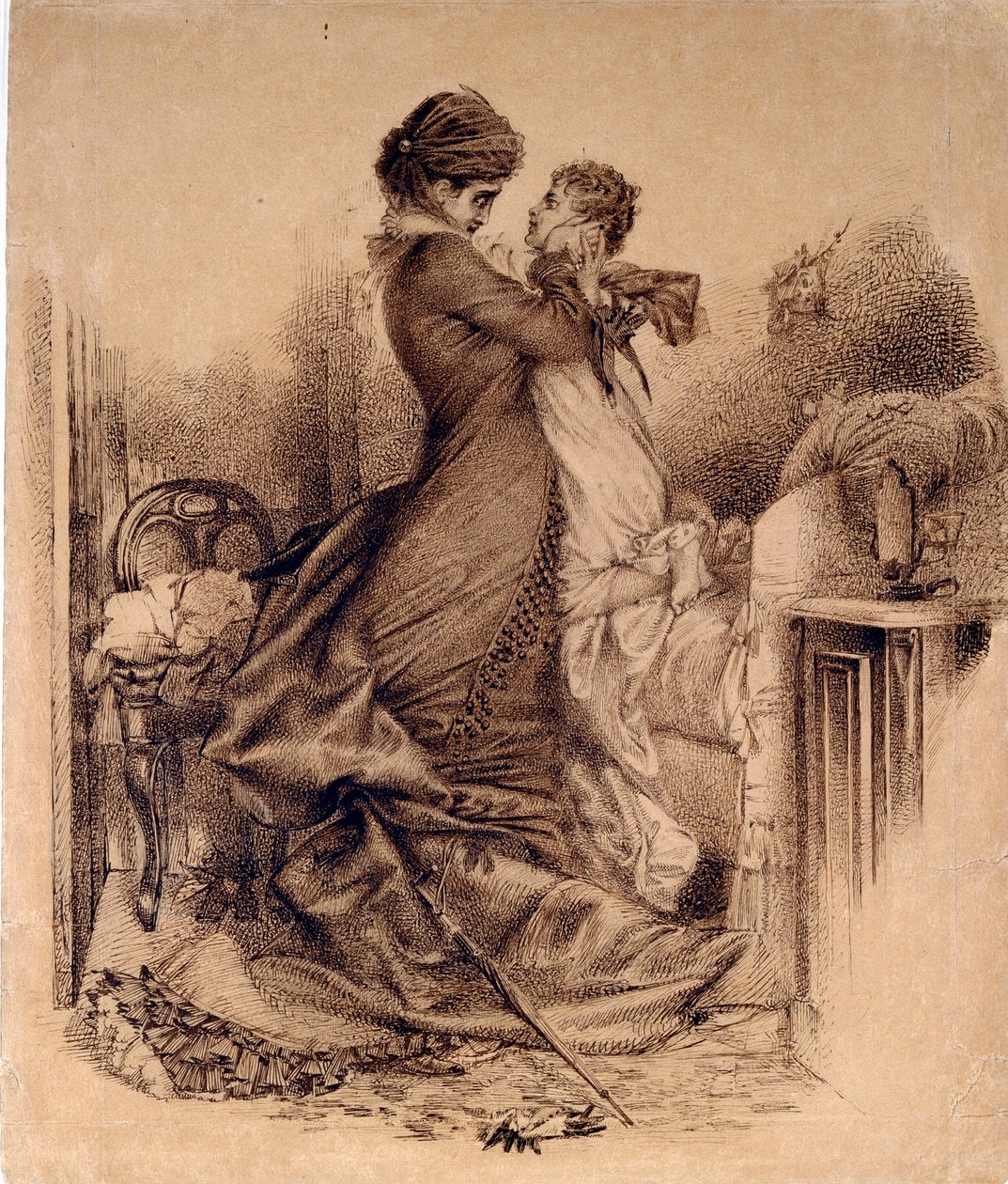 Anna Karenina mit ihrem Sohn - Illustration für den Roman "Anna Karenina" von Leo Tolstoi von Mikhail Aleksandrovich Vrubel