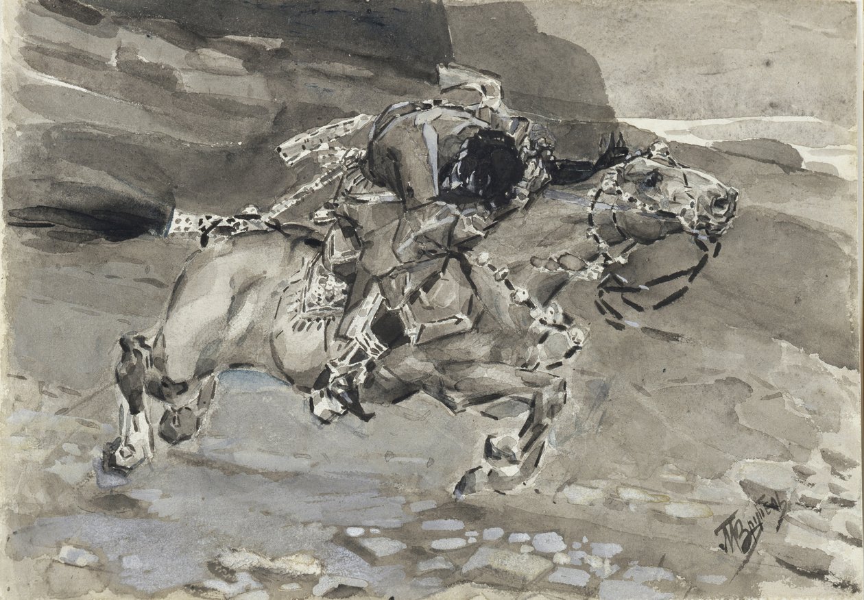 Reiter. Illustration zum Gedicht Der Dämon von Mikhail Lermontov von Mikhail Aleksandrovich Vrubel