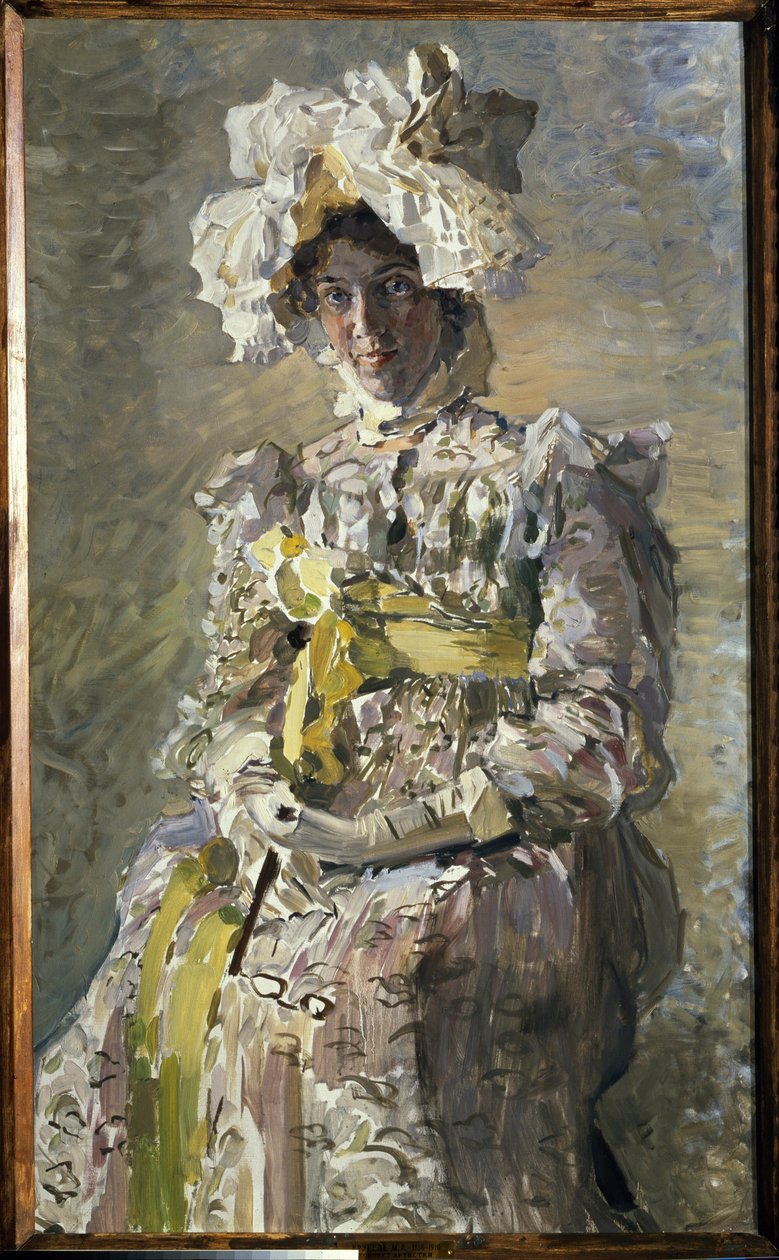 Porträt von Nadezhda Zabela Vrubel im Empire-Kleid von Mikhail Aleksandrovich Vrubel