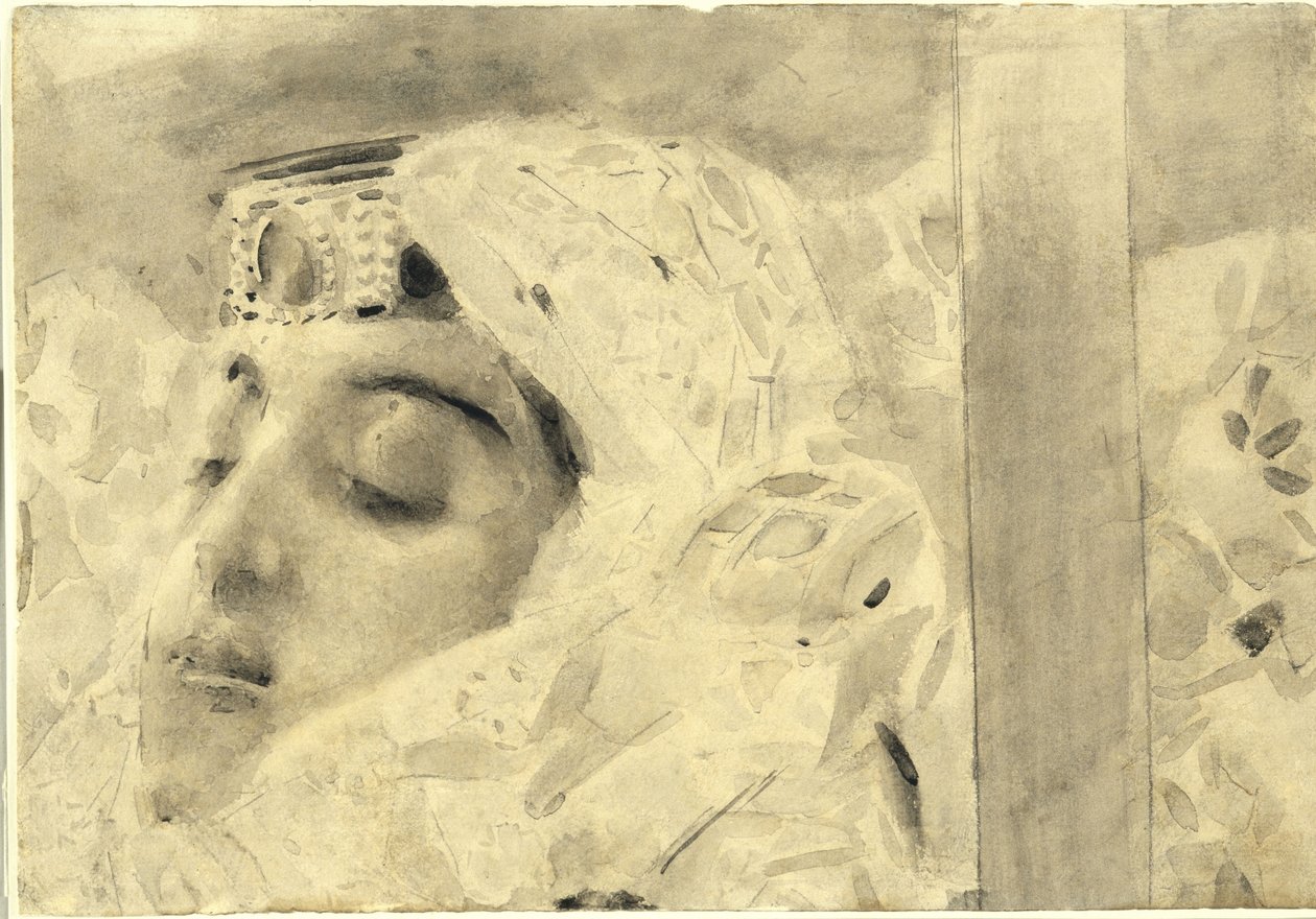 Tamara im Sarg. Illustration zum Gedicht Der Dämon von Michail Lermontow, 1890-1891 von Mikhail Aleksandrovich Vrubel