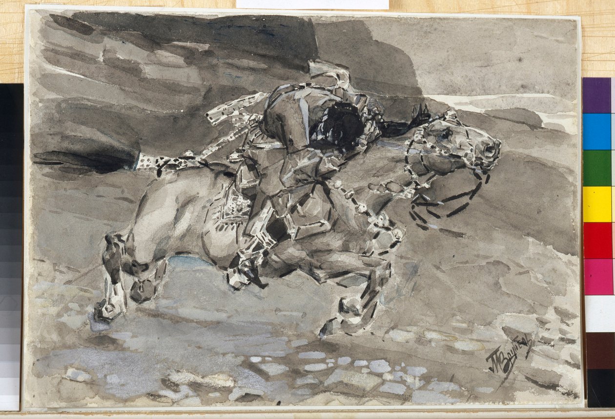 Ein Reiter - Illustration des Gedichts "Der Dämon" von Michail Lermontow von Mikhail Aleksandrovich Vrubel