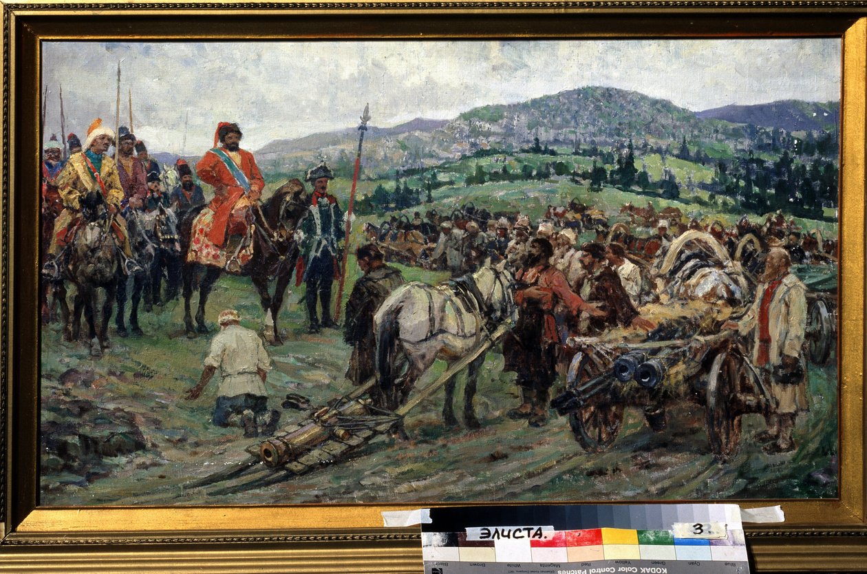 Hilfe für den Anführer der Bauernrevolte Emelian Ivanovitch Pougatchev von Mikhail Ivanovich Avilov