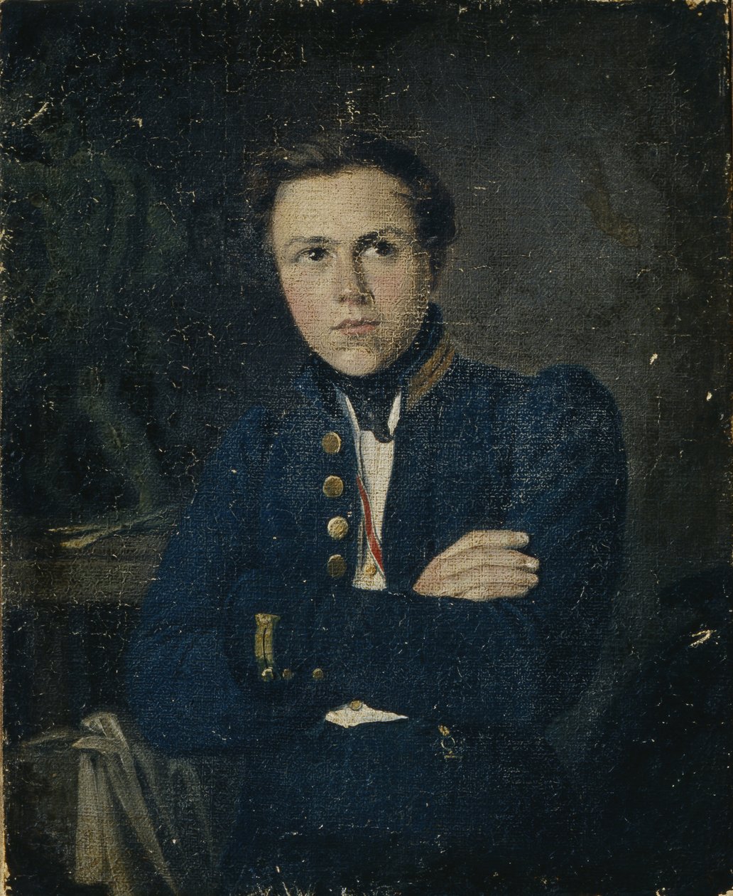Porträt des Bildhauers Alexander Iwanowitsch Terebenev von Mikhail Ivanovich Skotti