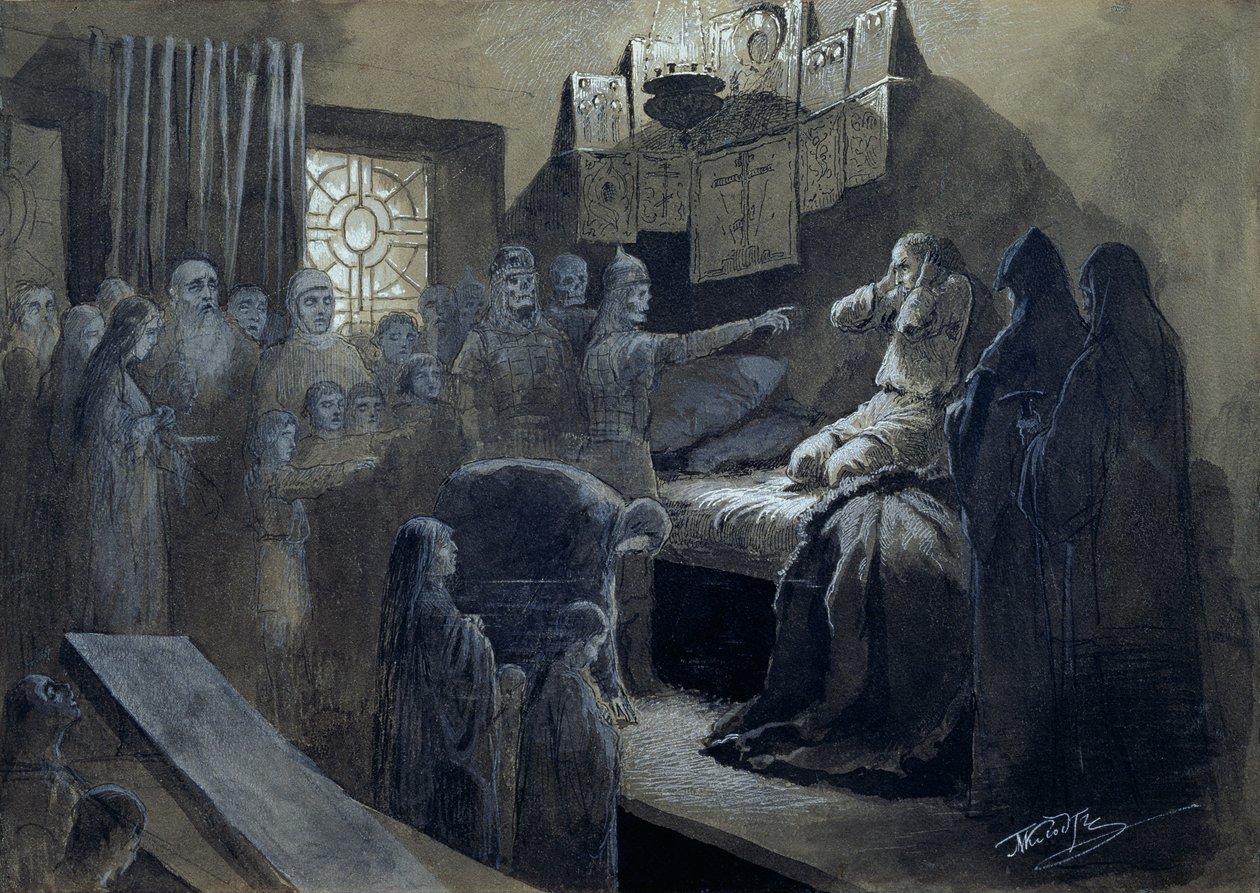 Iwan IV. (1530-84) der Schreckliche, besucht von den Geistern derer ...