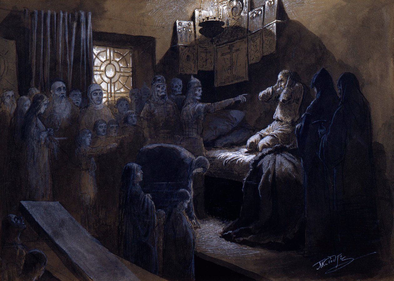 Iwan der Schreckliche und die Geister seiner Opfer, 19. oder frühes 20. Jahrhundert von Mikhail Petrovich Klodt