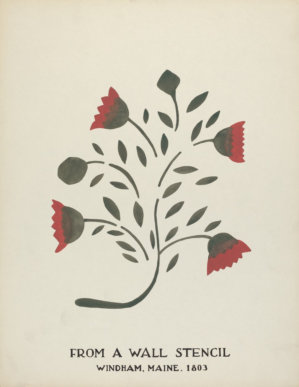 Design aus Windham, Maine 1803: Aus dem vorgeschlagenen Portfolio "Maine Wall Stencils" von Mildred E. Bent