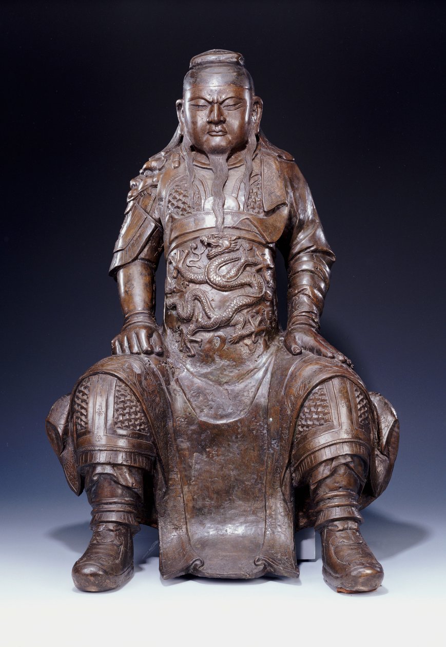 Eine feine große frühe Ming-Bronzefigur von Guandi von Ming Dynasty Chinese School