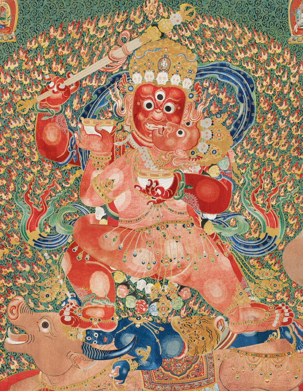 Detail der kaiserlichen bestickten Seiden-Thangka von Ming Dynasty Chinese School