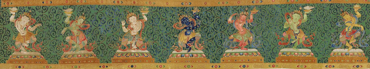Detail der kaiserlichen bestickten Seiden-Thangka von Ming Dynasty Chinese School