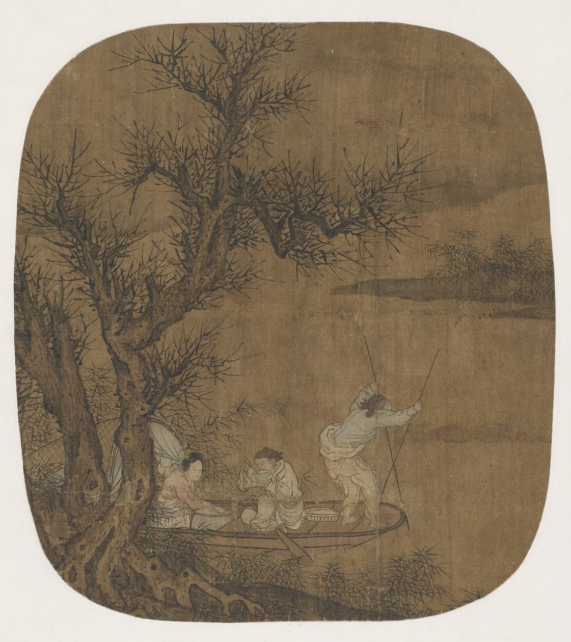 Genießen einer Mahlzeit an Bord eines Bootes, 16.-17. Jahrhundert von Ming Dynasty Chinese School