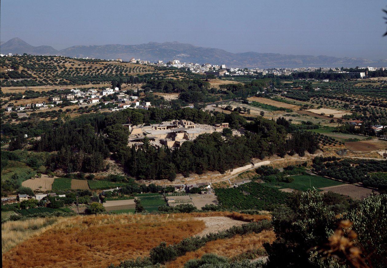 Minoische Kunst: Ansicht des gesamten Palastes von König Minos in Knossos von Minoan
