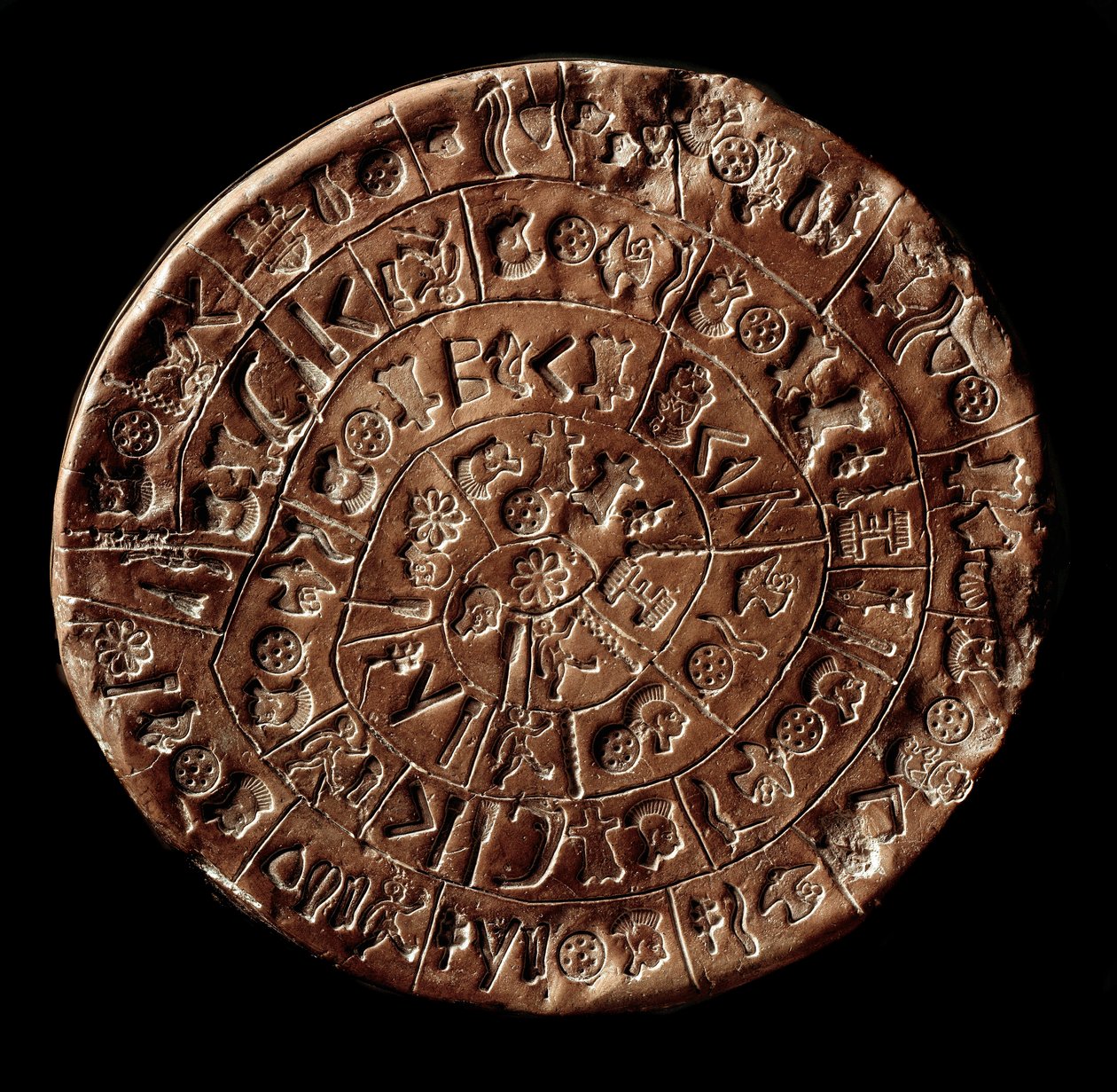 Der Diskos von Phaistos (minoische Kunst - 1700 - 1600 v. Chr.) bedeckt mit Hieroglyphen von Minoan