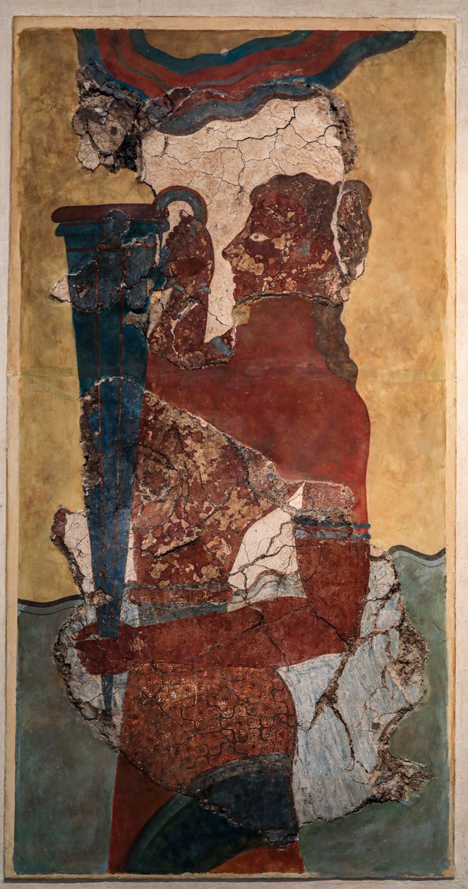 (Detail) eines minoischen Freskos: „Der Kelchträger“ von Minoan