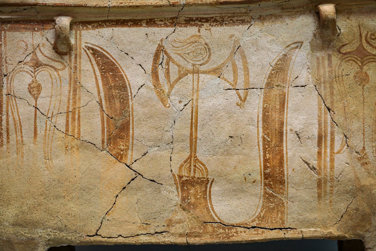 Minoische Truhe (Larnax) dekoriert mit Weihehörnern von Minoan