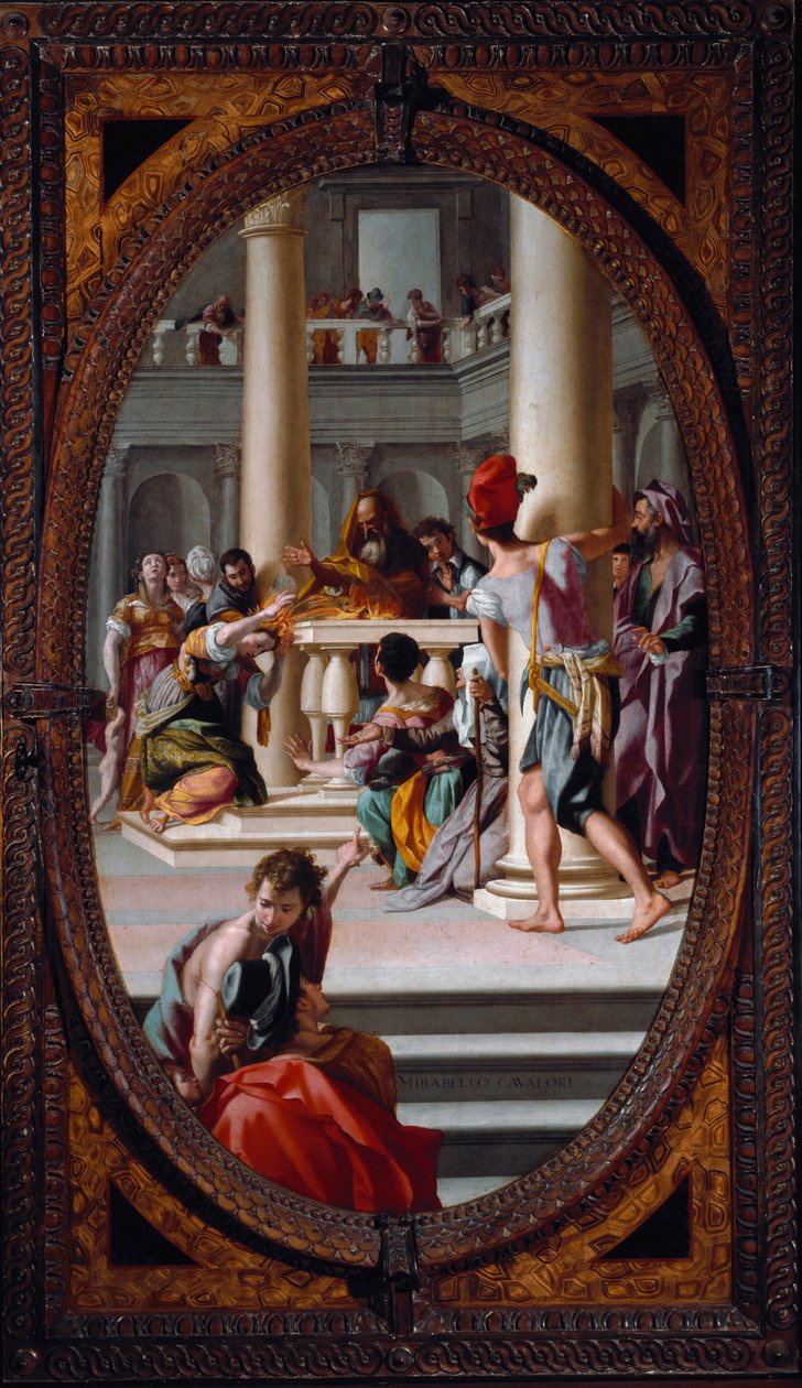Die Flamme des Altars entzündet versehentlich das Haar von Lavinia während ihrer Hochzeit mit Aeneas von Mirabello Cavalori
