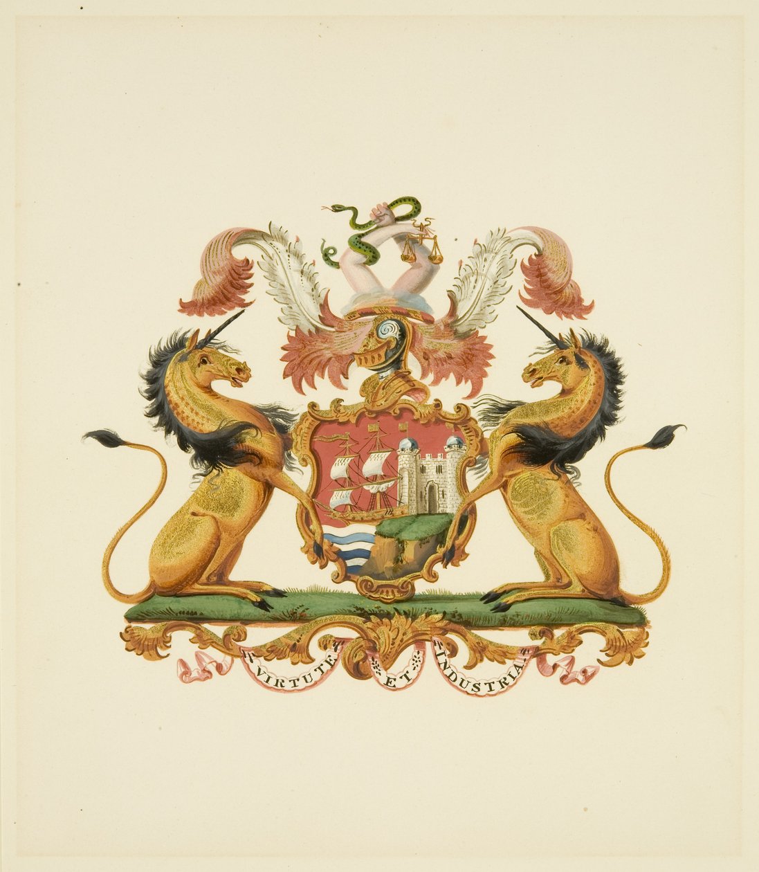 Wappen der Stadt Bristol, ca. 1830 von Miss (attr.to) Braikenridge