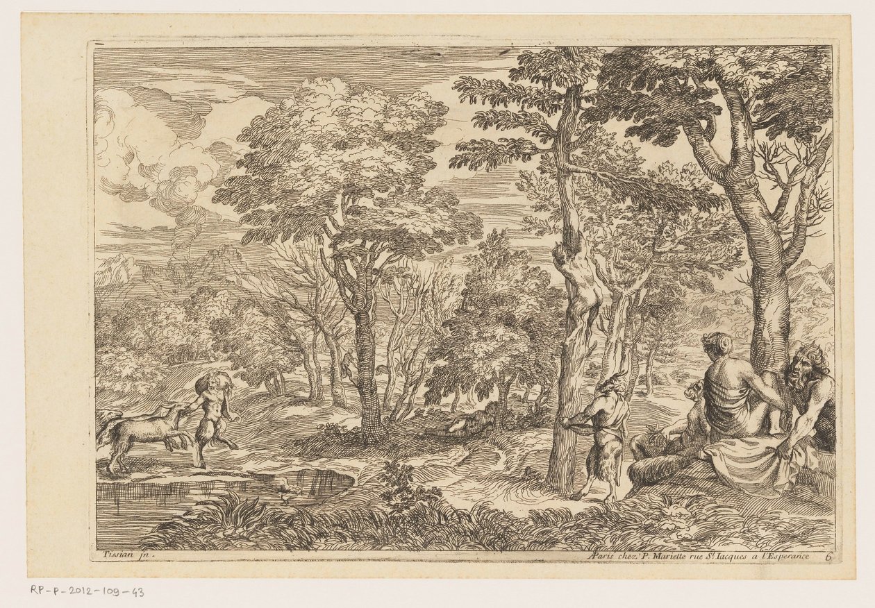 Waldlandschaft mit Satyrn von Moise Jean Baptiste Fouard