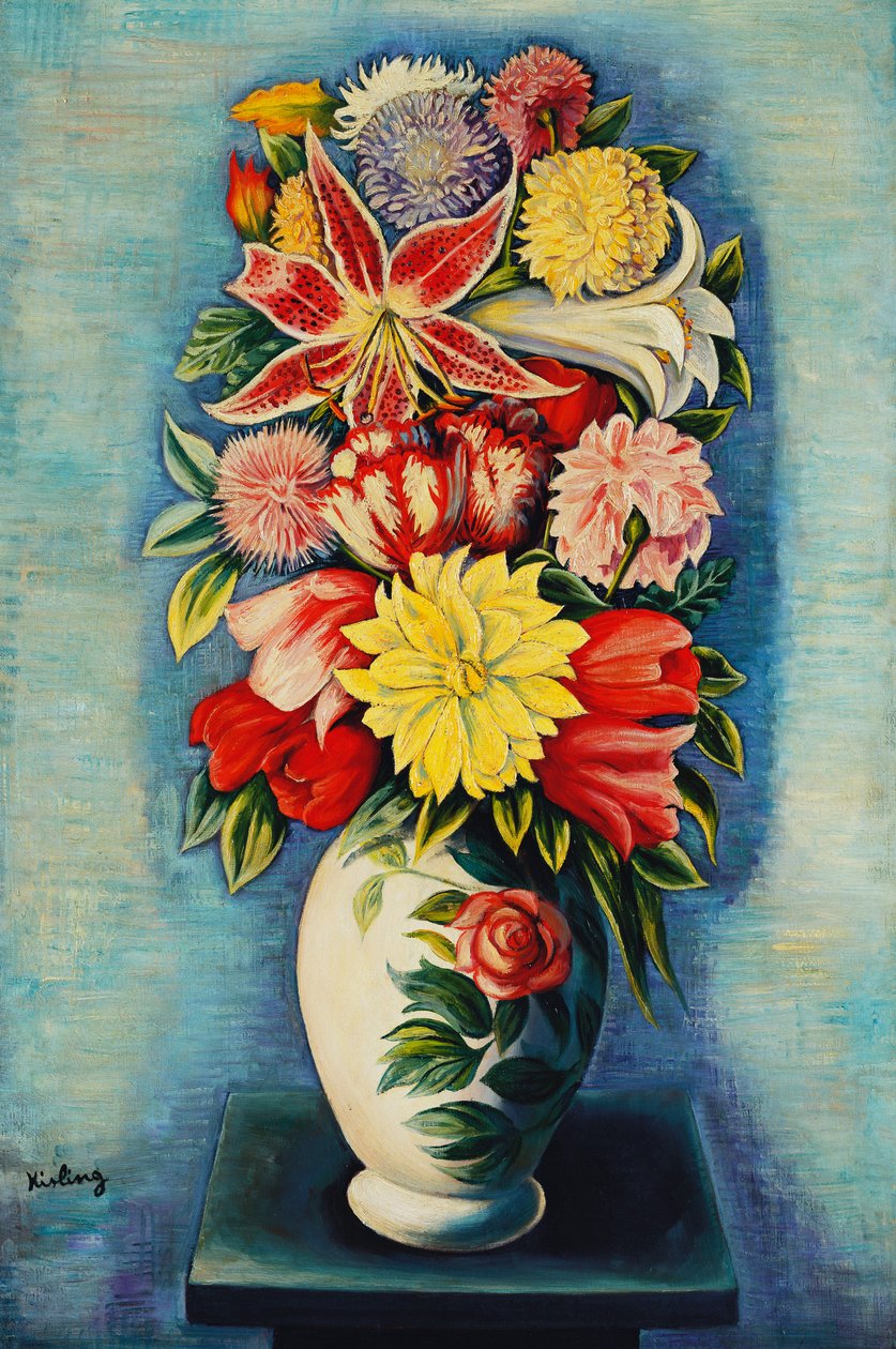 Bouquet de Fleurs: Dahlias, Tulipes, Lys et Liliums von Moise Kisling