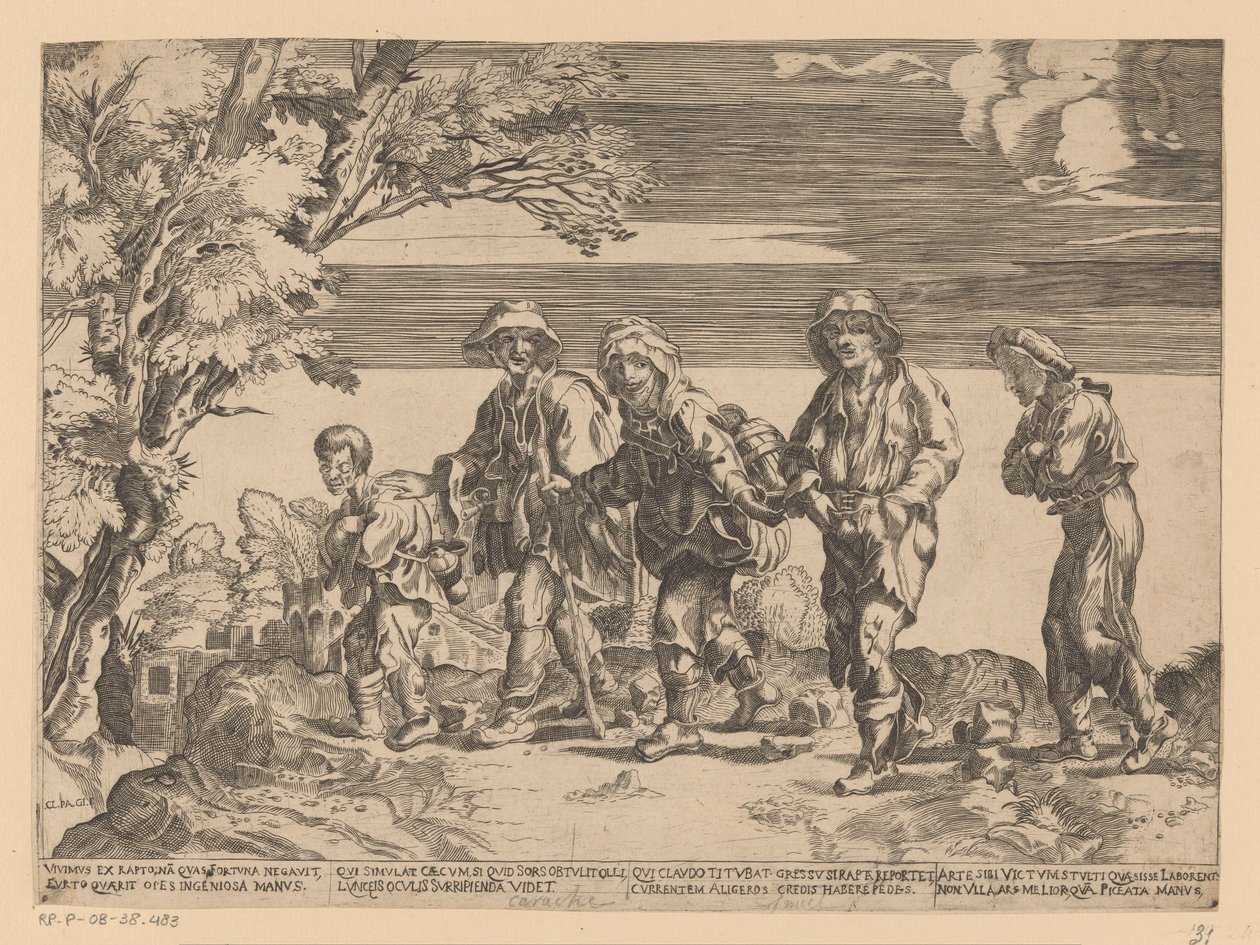 Gruppe Bettler in Landschaft von Monogrammist CLPAGI