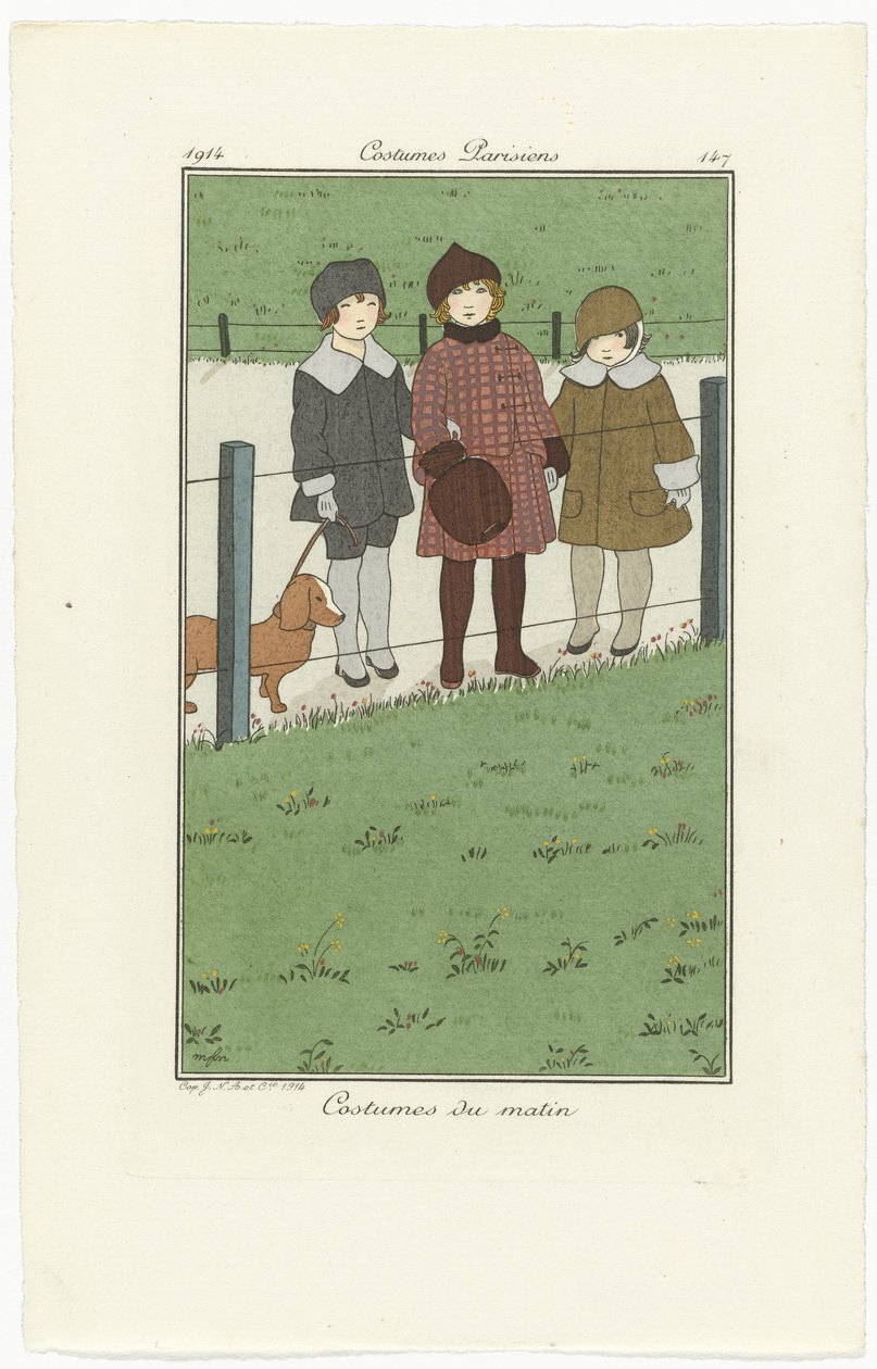 Journal des Dames et des Modes, Pariser Kostüme, 1914, Nr. 147: Morgenkostüme von Monogrammist MFN