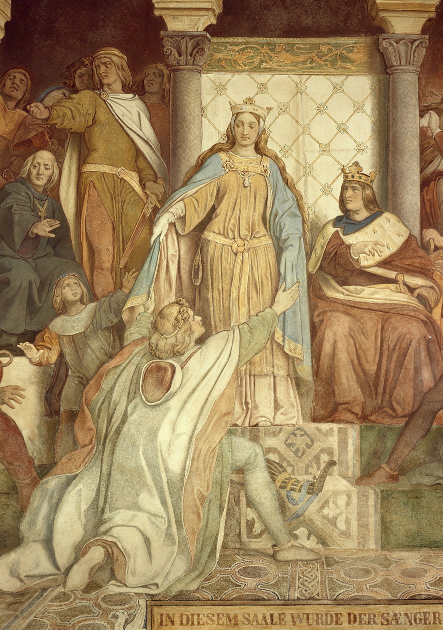 Detail von Der Sängerkrieg, Wartburg, um 1845-55 von Moritz Ludwig von Schwind