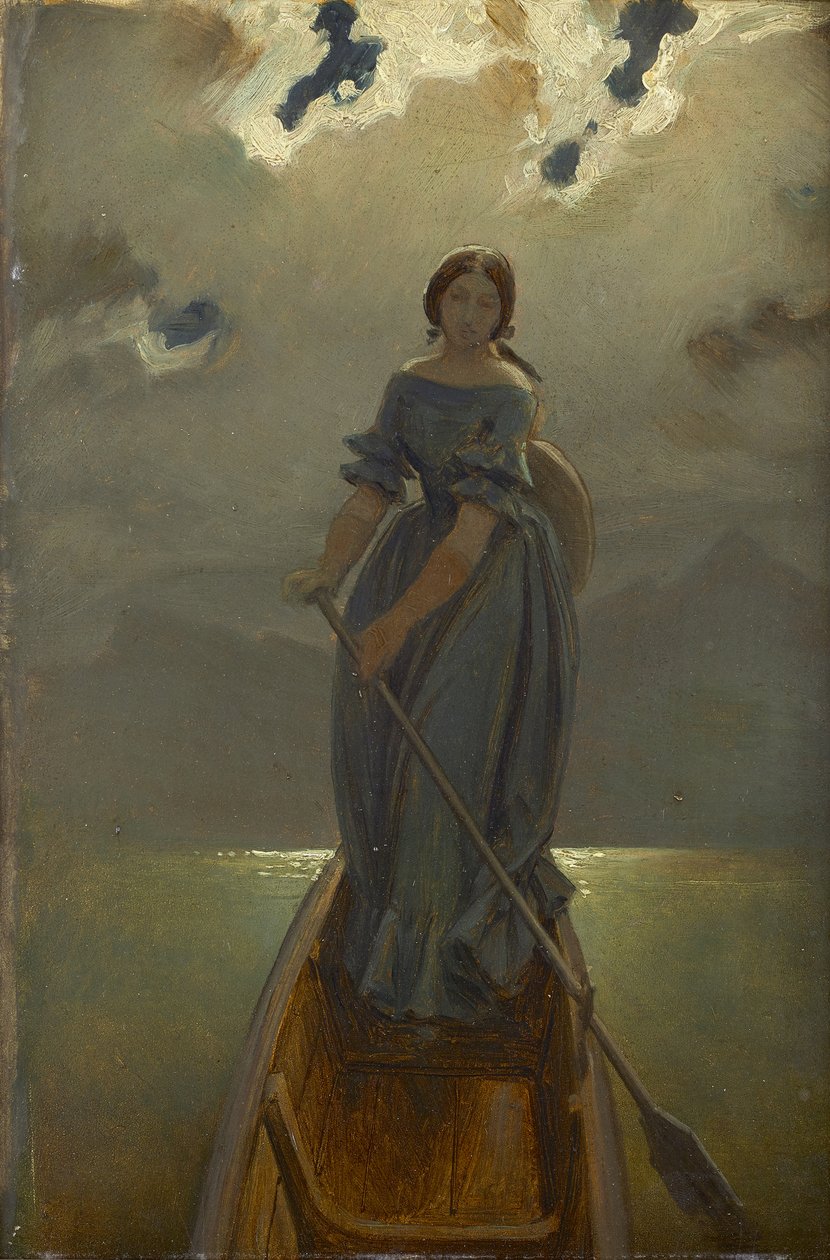 Die Bootsführerin Baronin Marie Spaun am Gmundner See, ca. 1851 von Moritz Ludwig von Schwind