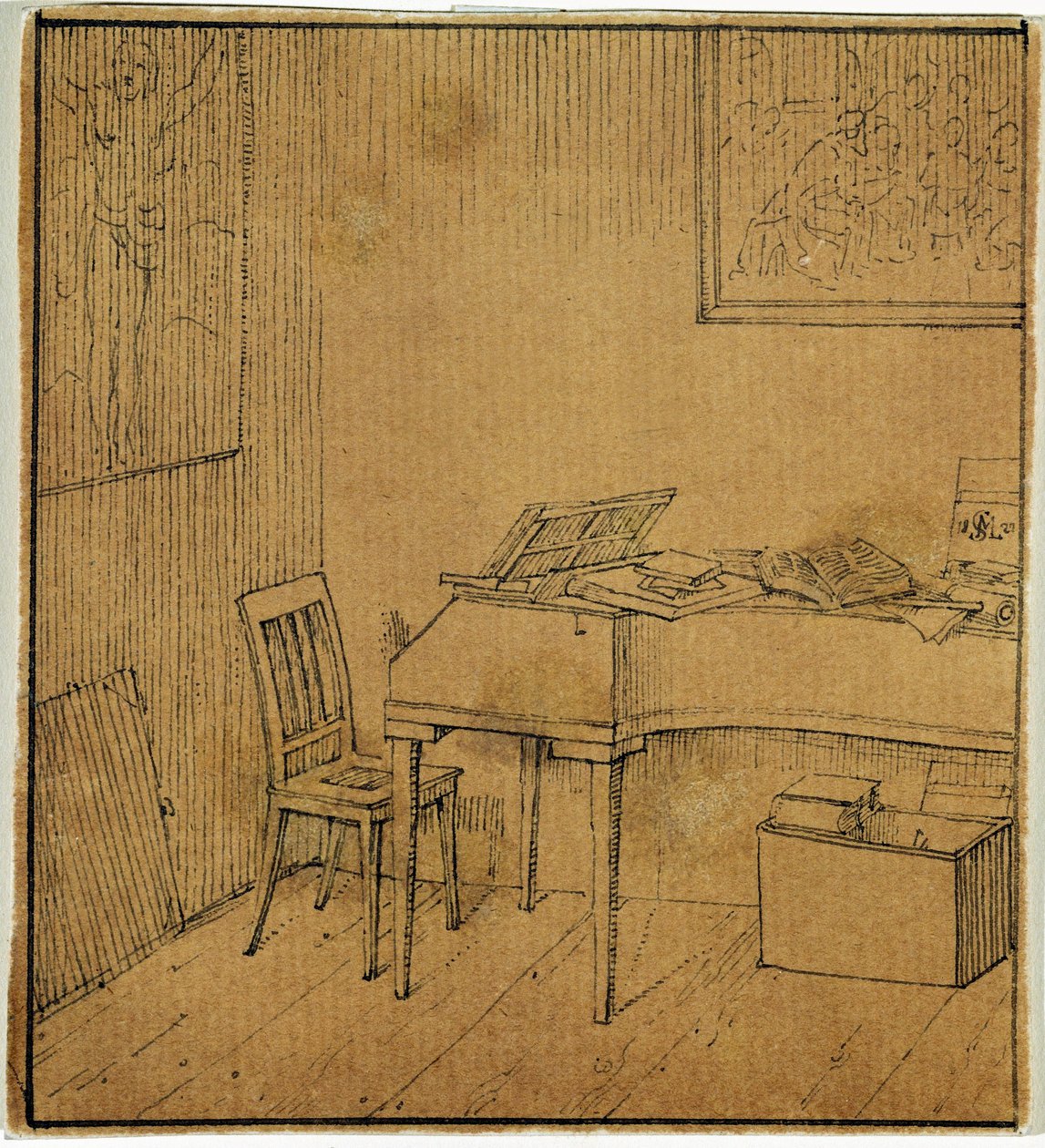 Franz Schuberts Zimmer in der Wipplingerstraße, Wien von Moritz Ludwig von Schwind