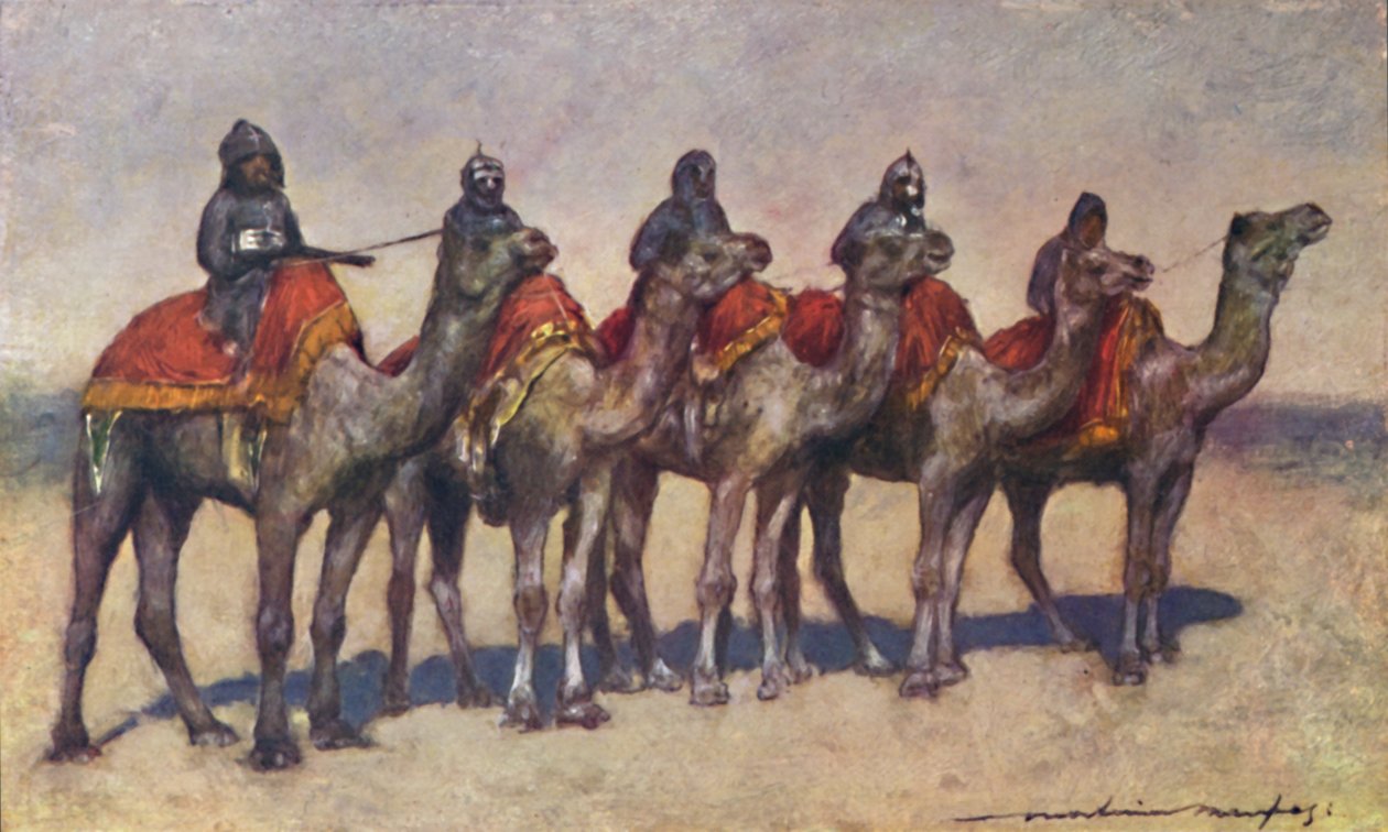 Bewaffnete Kamelreiter aus Bikanir, 1903 von Mortimer L Menpes