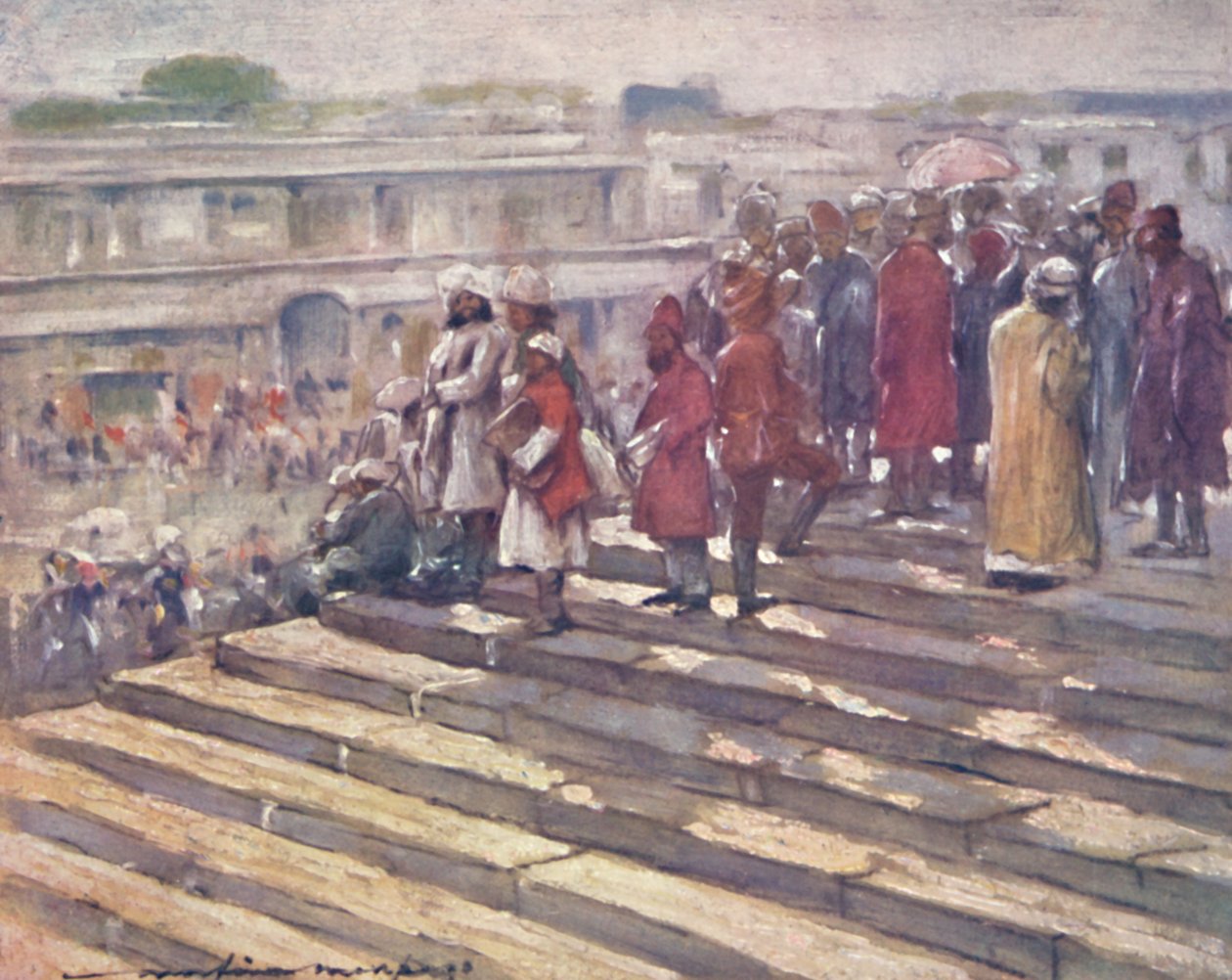 Auf den Stufen der Jumma Masjid, 1903 von Mortimer L Menpes