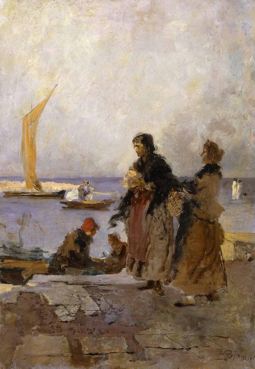 Am Kai von Chioggia; Sul molo di Chioggia von Mose Bianchi