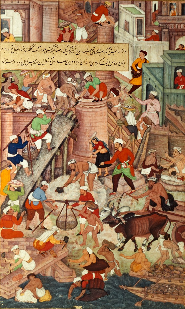 Rotes Fort in Agra während des Baus, aus dem 