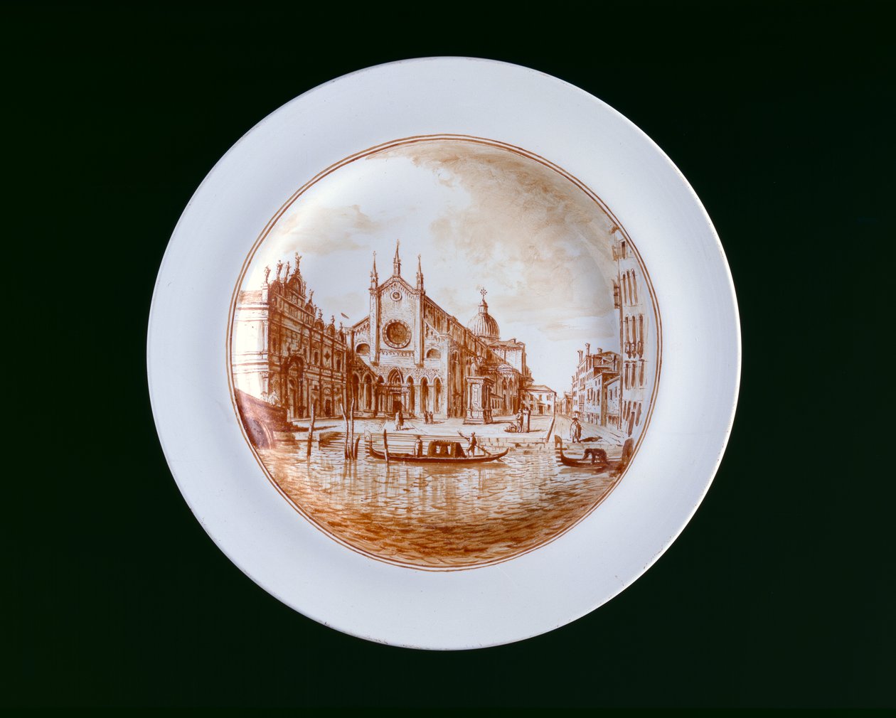 Teller mit Ansicht von SS Giovanni e Paolo, Murano Miotti Glaswerk, Venedig von Murano Miotti Family