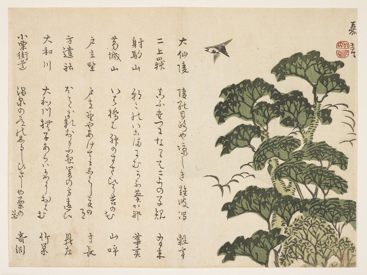 Großer Baum und Vögel, ca. 1830-44 von Murata Kagen