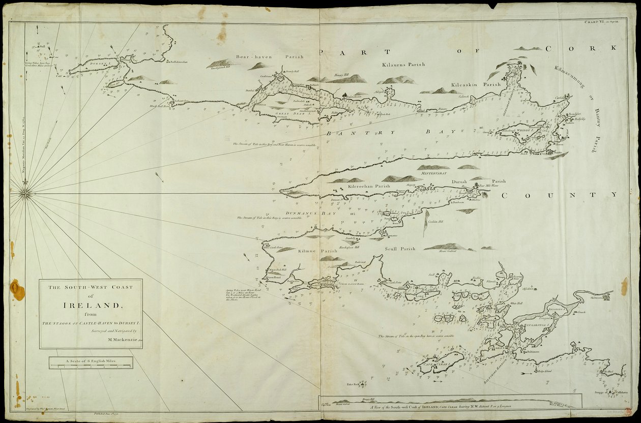 Die Südwestküste Irlands von den Staggs von Castle Haven bis Dursey I. Vermessen und navigiert von M. Mackenzie Sen. 1775 von Murdoch & Bowen Thomas Senior (fl.1775) Mackenzie