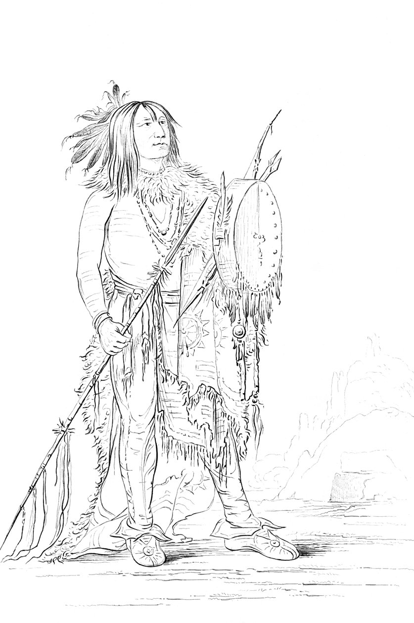 Porträt von White Buffalo, einem amerikanischen Ureinwohner, 1841 von Myers and Co