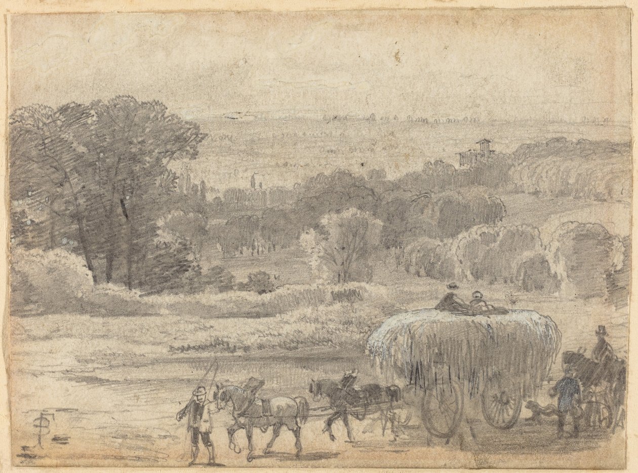 Abendlandschaft mit einem Heuwagen von Myles Birket Foster