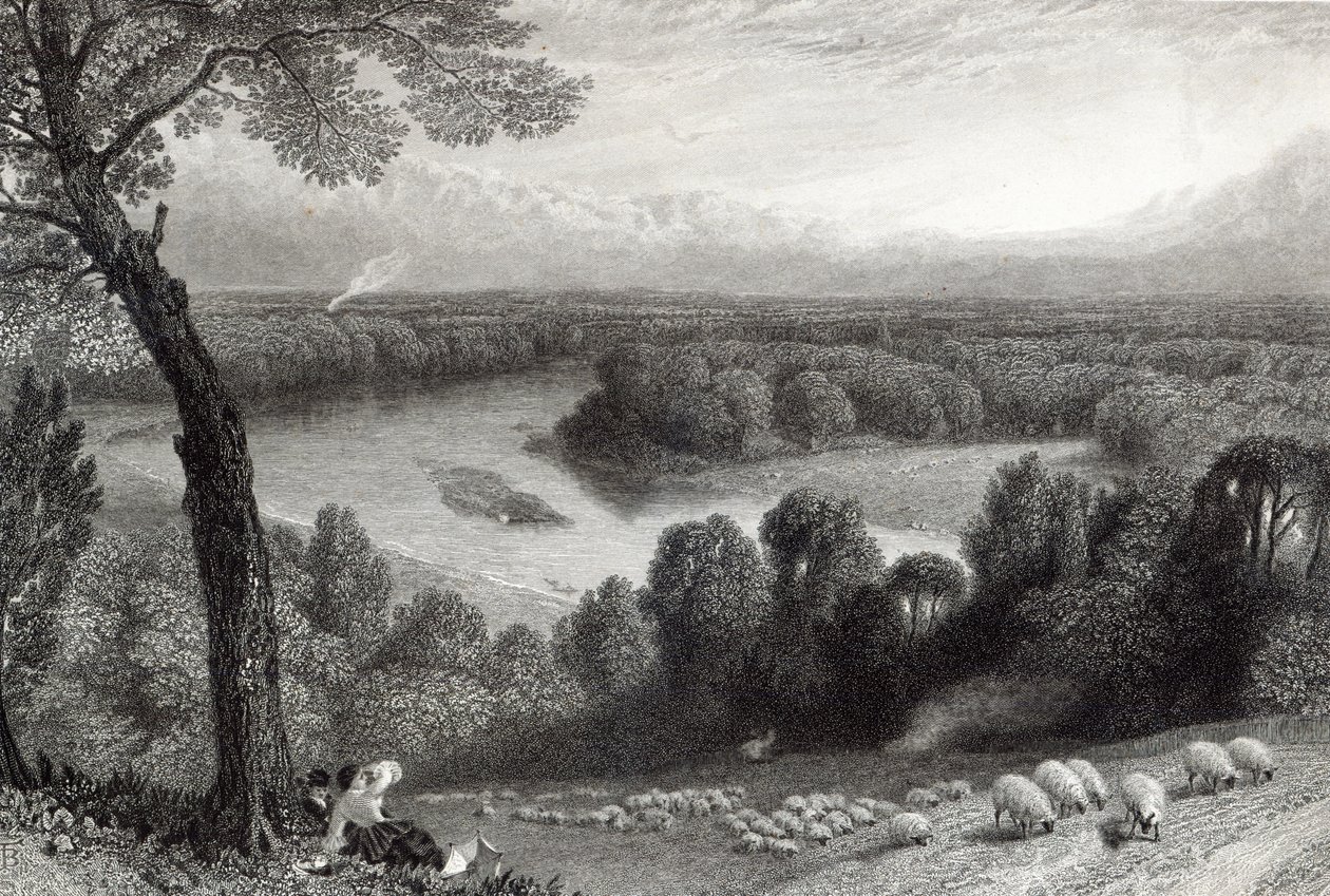Die Themse von Richmond Hill, graviert von J. Saddler, gedruckt von Cassell, Petter und Galvin von Myles Birket Foster